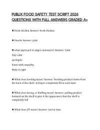 PUBLIX FOOD SAFETY TEST SCRIPT 2026 QUESTIONS WITH FULL ANSWERS GRADED A+