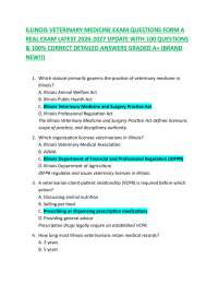 ILLINOIS VETERINARY MEDICINE EXAM QUESTIONS FORM A REAL EXAM LATEST 2026-2027 UPDATE WITH