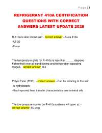 REFRIGERANT 410A CERTIFICATION QUESTIONS WITH CORRECT ANSWERS LATEST UPDATE 2026
