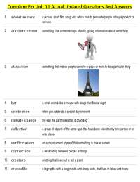 Complete Pet Unit 11 Actual Updated Questions And Answers