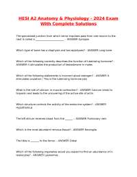 HESI A2 Anatomy & Physiology - 2024 Exam With Complete Solutions.