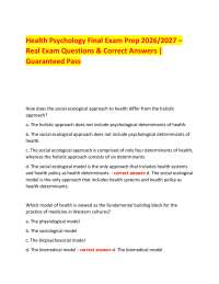 Health Psychology Final Exam Prep 2026/2027 – Real Exam Questions & Correct Answers | Guar