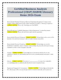 Certified Business Analysis Professional (CBAP) BABOK Glossary Items 2026 Exam