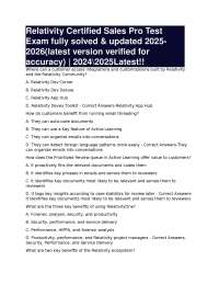Relativity Certified Sales Pro Test Exam fully solved & updated 2025-2026(latest version v