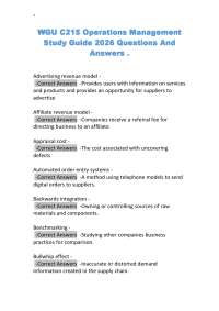 WGU C215 Operations Management Study Guide 2026 Questions And Answers .