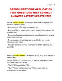 OREGON PESTICIDE APPLICATION TEST QUESTIONS WITH CORRECT ANSWERS LATEST UPDATE 2026