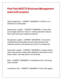 Post Test (NOCTI) Business Management exam with answers
