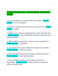 ANAESTESIOLOGY PROFESSOR VERIFIED EXAM