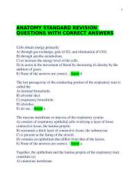 ANATOMY STANDARD REVISION QUESTIONS WITH CORRECT ANSWERS