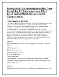 Pennsylvania Philadelphia Demolition Class B 468 Contractor Exam 2026: Questions & Answers