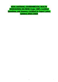 NEHA (NATIONAL ENVIRONMENTAL HEALTH ASSOCIATION) RS/REHS Exam 100% Certified Questions and