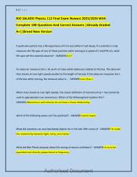 RIO SALADO Physics 112 Final Exam Newest 20252026 With Complete Questions And answers