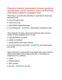 Pharmacy Practice Examination revision questions and the most correct answers, Exams of Ph