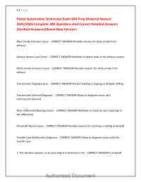 Postal Automotive Technician Exam 944 Prep Material Newest 20252026 Complete 200 Questions