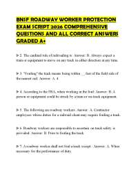 BNSF ROADWAY WORKER PROTECTION EXAM SCRIPT 2026 COMPREHENSIVE QUESTIONS AND ALL ANSWERS