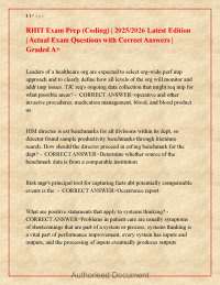 RHIT Exam Prep (Coding) 20252026 Actual Exam Questions with Correct Answers