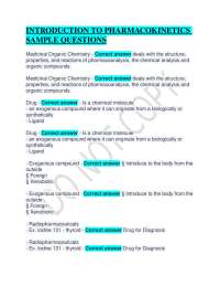 INTRODUCTION TO PHARMACOKINETICS SAMPLE QUESTIONS