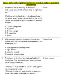 Secure Software Design Practice Questions Actual updated questions and answers