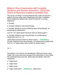 Midterm Pharm Examination with Complete Questions and Answers Assured A+ 2025/2026, Exams