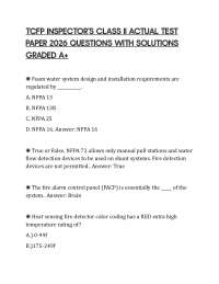 TCFP INSPECTOR'S CLASS II ACTUAL TEST PAPER 2026 QUESTIONS WITH SOLUTIONS GRADED A+