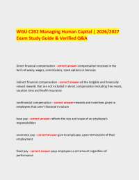 WGU C202 Managing Human Capital | 2026/2027 Exam Study Guide & Verified Q&A