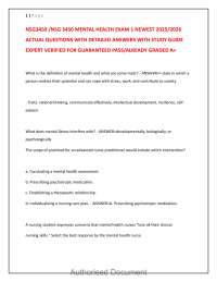 NSG3450 NSG 3450 MENTAL HEALTH EXAM 1 NEWEST 20252026 ACTUAL QUESTIONS AND ANSWERS