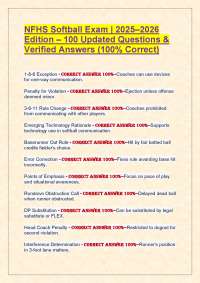 NFHS Softball Exam | 2025–2026 Edition – 100 Updated Questions & Verified Answers (100% Co