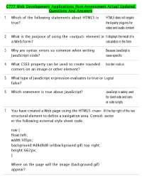 C777 Web Development Applications Post-Assessment Actual Updated Questions And Answers