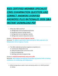 RSES CERTIFIED MEMBER SPECIALIST (CMS) EXAMINATION QUESTION AND CORRECT ANSWERS