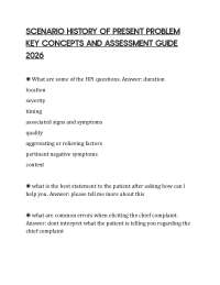 SCENARIO HISTORY OF PRESENT PROBLEM KEY CONCEPTS AND ASSESSMENT GUIDE 2026