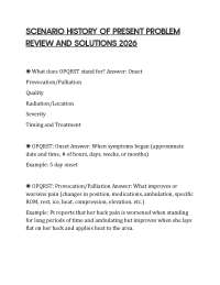SCENARIO HISTORY OF PRESENT PROBLEM REVIEW AND SOLUTIONS 2026
