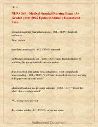 NURS 340 Medical-Surgical Nursing Exam – 2025–2026 Updated Edition (A+ Graded, Guaranteed