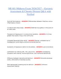 NR 601 MIDTERM EXAM | 2026/2027 | GERIATRIC ASSESSMENT & CHRONIC DISEASE Q&A WITH VERIFIED