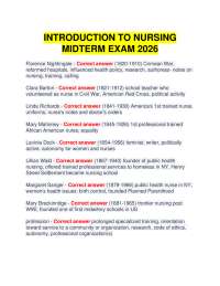 INTRODUCTION TO NURSING MIDTERM EXAM 2026