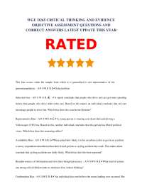 WGU D265 CRITICAL THINKING AND EVIDENCE OBJECTIVE ASSESSMENT QUESTIONS AND CORRECT ANSWERS
