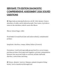 SERVSAFE 7TH EDITION DIAGNOSTIC COMPREHENSIVE ASSESSMENT 2026 SOLVED QUESTIONS