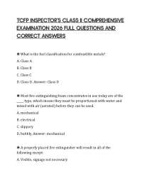 TCFP INSPECTOR'S CLASS II COMPREHENSIVE EXAMINATION 2026 FULL QUESTIONS AND CORRECT ANSWER