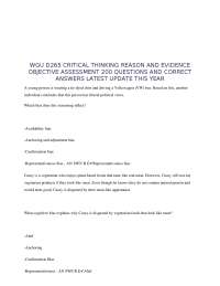 WGU D265 CRITICAL THINKING REASON AND EVIDENCE OBJECTIVE ASSESSMENT 200 QUESTIONS AND CORR