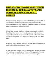 BNSF ROADWAY WORKER PROTECTION EXAM STUDY GUIDE 2026 TEST PAPER QUESTIONS AND SOLUTIONS