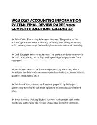 WGU D217 ACCOUNTING INFORMATION SYSTEMS FINAL REVIEW PAPER 2026 COMPLETE SOLUTIONS GRADED