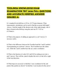 TOOLINGU KNOWLEDGE EXAM EXAMINATION TEST 2026 FULL QUESTIONS AND ACCURATE VERIFIED ANSWERS