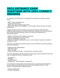 DECA ENTRANCE EXAM QUESTIONS WITH 100% CORRECT ANSWERS