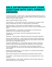 DECA ENTREPRENEURSHIP EXAM QUESTIONS WITH 100% CORRECT ANSWERS
