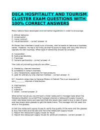 DECA HOSPITALITY AND TOURISM CLUSTER EXAM QUESTIONS WITH 100% CORRECT ANSWERS
