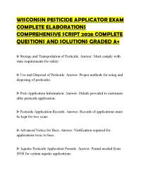 WISCONSIN PESTICIDE APPLICATOR EXAM COMPLETE ELABORATIONS COMPREHENSIVE SCRIPT 2026 COMPLE