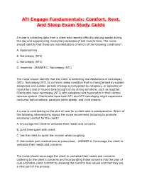 ATI Engage Fundamentals- Comfort, Rest, And Sleep Exam Study Guide.