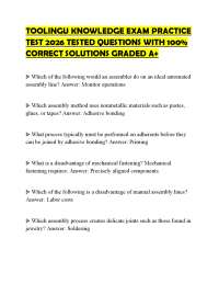 TOOLINGU KNOWLEDGE EXAM PRACTICE TEST 2026 TESTED QUESTIONS WITH 100% CORRECT SOLUTIONS GR