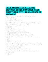 DECA MARKETING CLUSTER DISTRICT LEVEL PRACTICE TEST QUESTIONS WITH 100% CORRECT ANSWERS