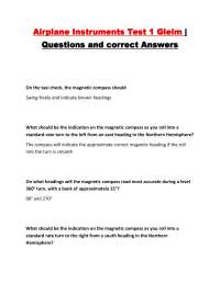 Airplane Instruments Test 1 Gleim | Questions and correct Answers