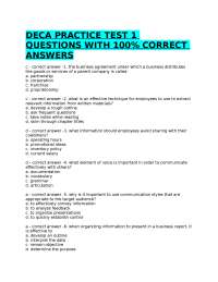 DECA PRACTICE TEST 1 QUESTIONS WITH 100% CORRECT ANSWERS